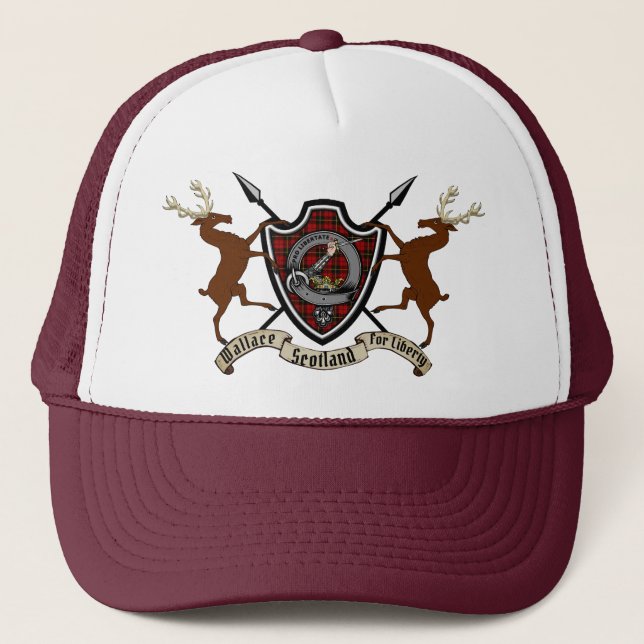 Wallace Clan Badge & Tartan con Sombrero Camionero (Anverso)
