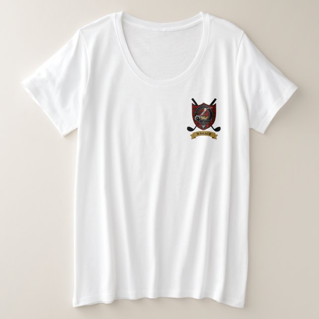 Wallace Clan Badge & Tartan Golf T-Shirt (Anverso del diseño)