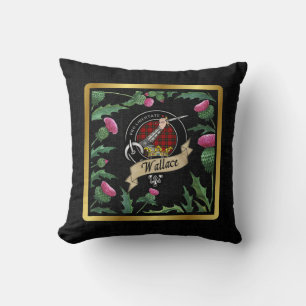 Wallace Clan Badge & Tartan Thistle Cojines decora