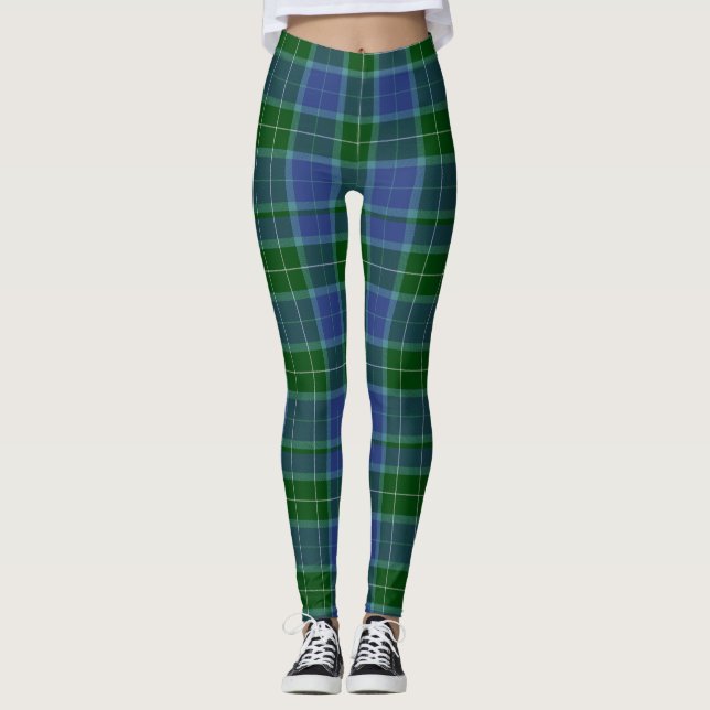 Wallace Tartan Blue & Green Leggings (Anverso)