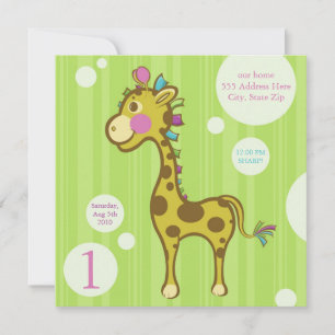 Wally the Giraffe Kids Birthday Party Invitación