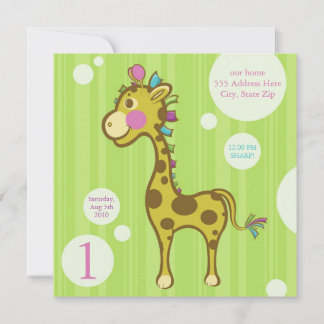 Wally the Giraffe Kids Birthday Party Invitación
