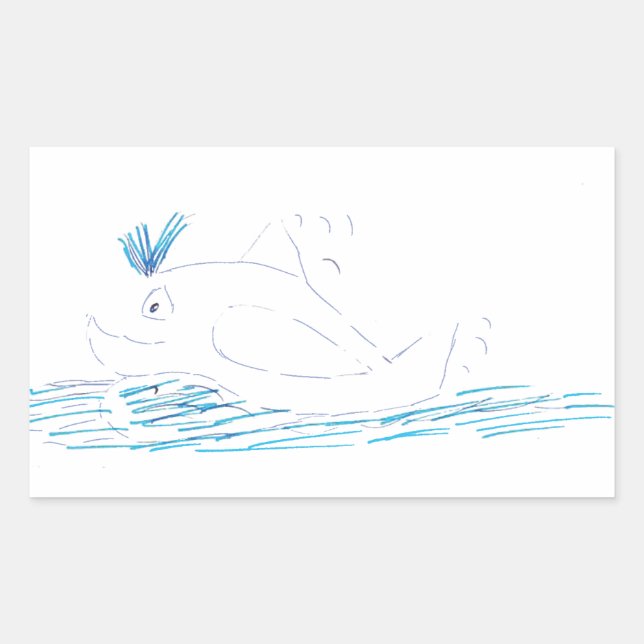 Wally Whale Rectangular Pegatina (Anverso)