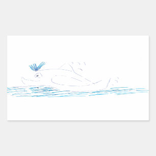 Wally Whale Rectangular Pegatina