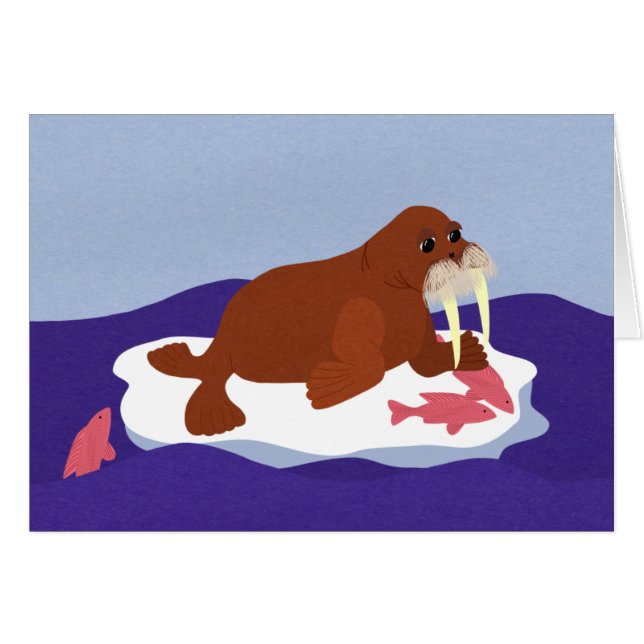 Walrus en Iceberg con pescado (Anverso (Horizontal))