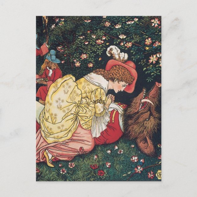 Walter Crane - La Bella y la Bestia Tarjeta Postal (Anverso)