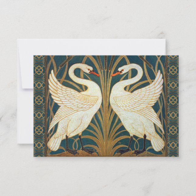 Walter Crane Swan, Rush E Iris Art Nouveau (Anverso)