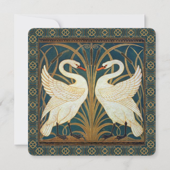 Walter Crane Swan, Rush E Iris Art Nouveau (Anverso)