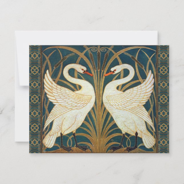Walter Crane Swan, Rush E Iris Art Nouveau (Anverso)
