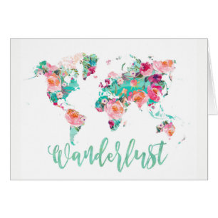 Wanderlust del mapa del mundo de la acuarela