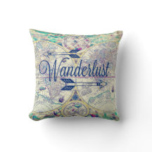 Wanderlust Vintage Map Cojín decorativo de viajes