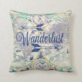 Wanderlust Vintage Map Cojín decorativo de viajes