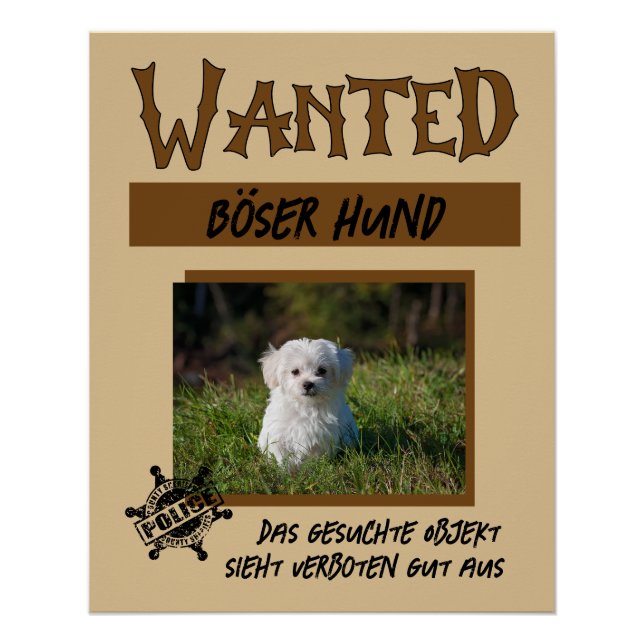Wanted 1, personalisierbares Poster (Anverso)