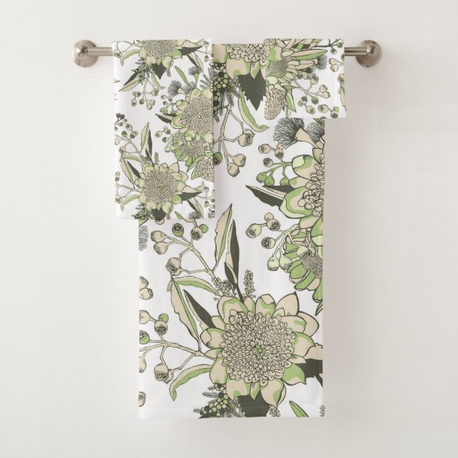 Waratah & Gumnut Eucalyptus - Verde Y Blanco (In situ)