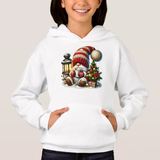Warm Christmas Gnome Kids Hoodie (Anverso)