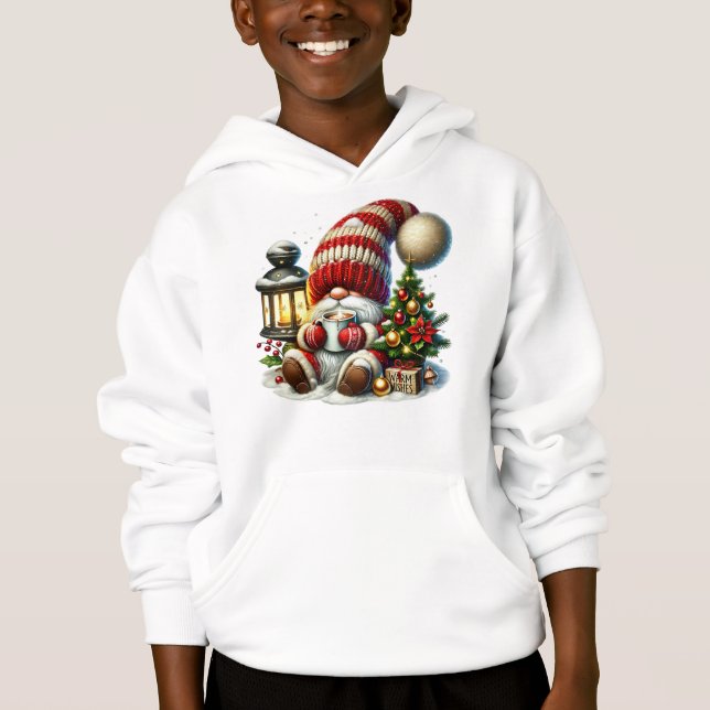 Warm Christmas Gnome Kids Hoodie (Anverso)