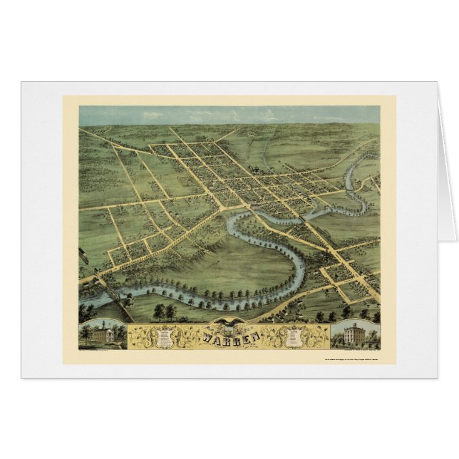 Warren, mapa panorámico del OH - 1870 (Anverso (Horizontal))
