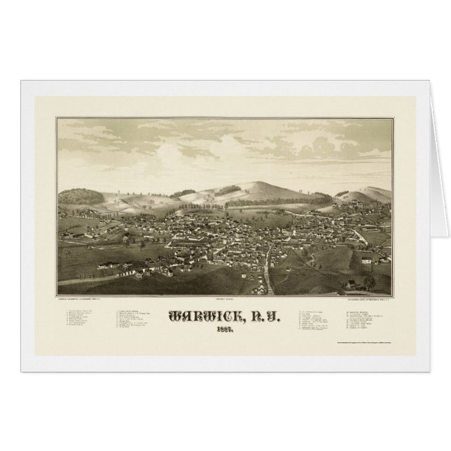 Warwick, mapa panorámico de NY - 1887 (Anverso (Horizontal))