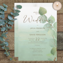 Wash de color de agua verde Eucalyptus Invitación