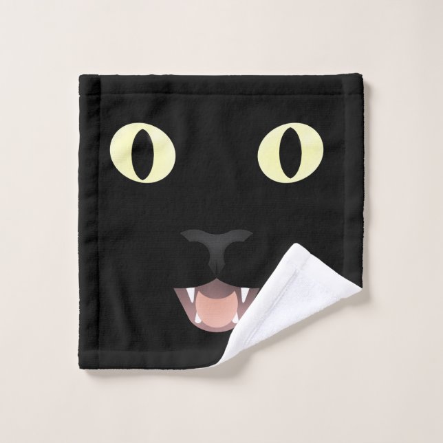 Washcloth de la cara del gato negro (Toallita)