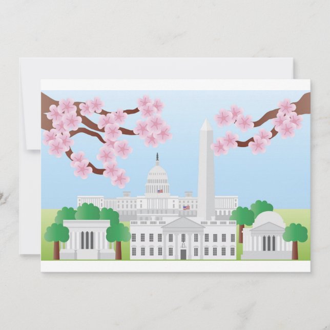 Washington DC con invitación a flores de cerezo (Anverso)