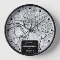 Washington, DC. Reloj de mapa de la ciudad