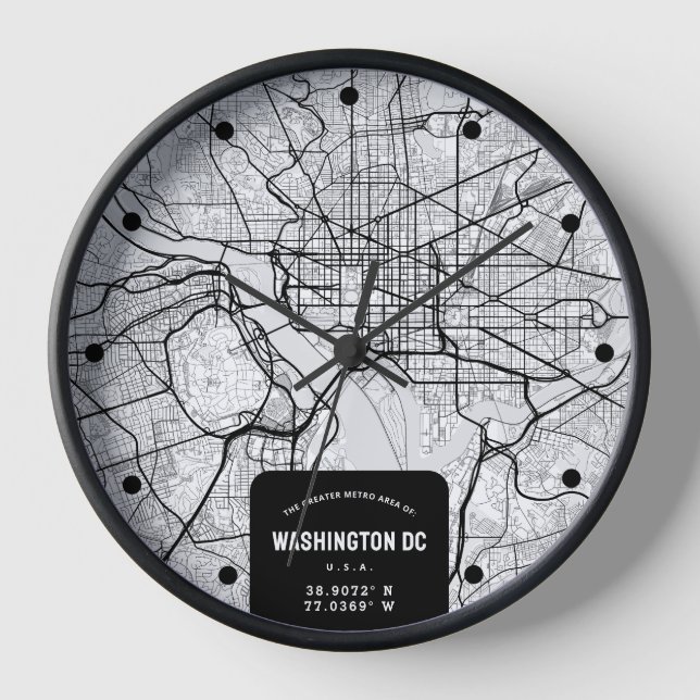 Washington, DC. Reloj de mapa de la ciudad (Anverso)