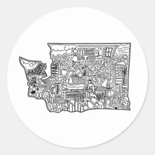 Washington Doodle Pegatina