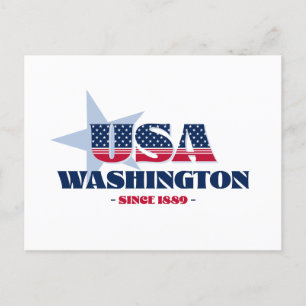 Washington en postal roja, blanca y azul