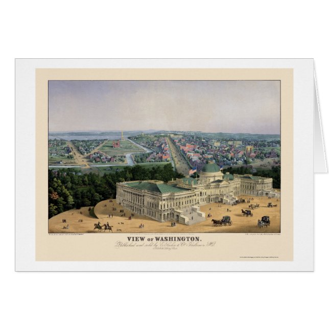 Washington, mapa panorámico de DC - 1852 (Anverso (Horizontal))
