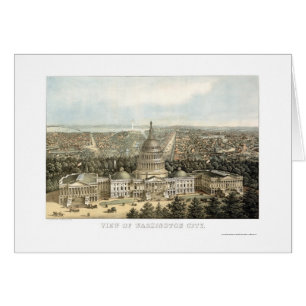 Washington, mapa panorámico de DC - 1857
