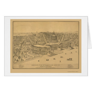 Washington, mapa panorámico de DC - 1872