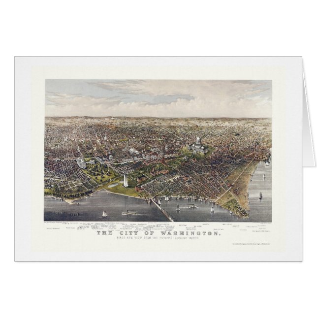 Washington, mapa panorámico de DC - 1880 (Anverso (Horizontal))