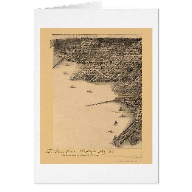 Washington, mapa panorámico de DC - 1883 (Frente)