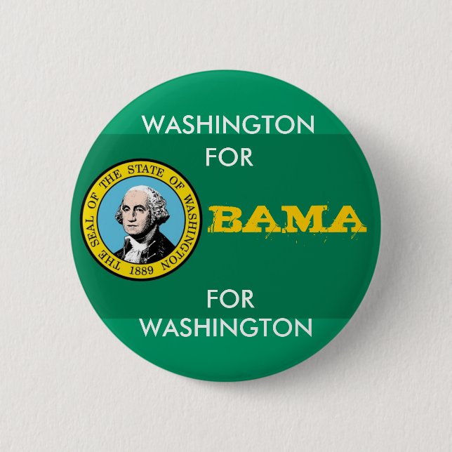 WASHINGTON PARA el botón de OBAMA (Anverso)