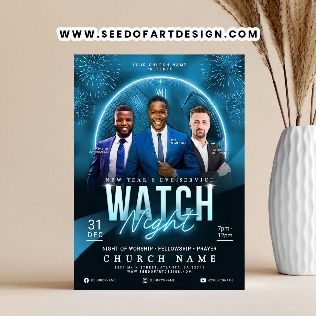 Watch Night New Year's Eve Church Service Flyer (Subido por el creador)