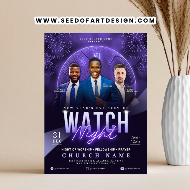 Watch Night New Year's Eve Church Service Flyer (Subido por el creador)