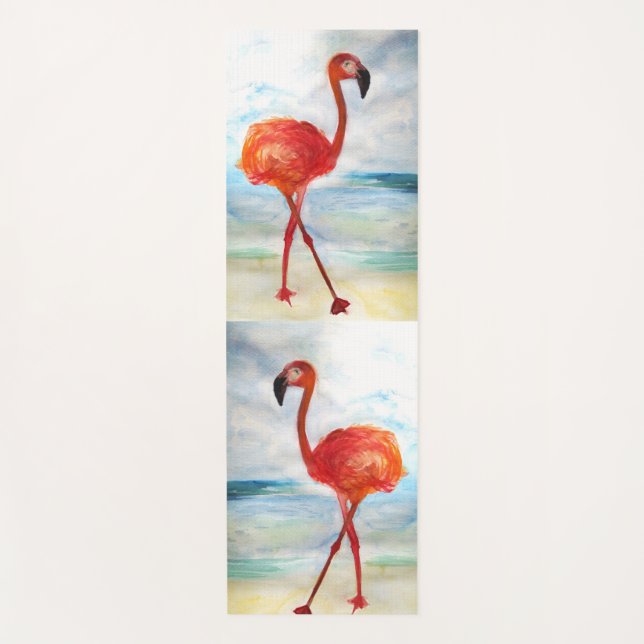Watecrolor Flamingo Birds Yoga Mat (Anverso)