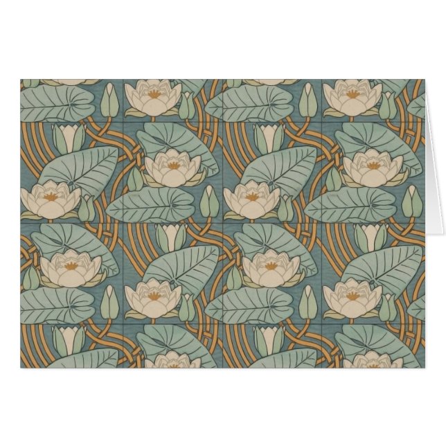 Water Lilies Lily Naturaleza Art Nouveau (Anverso (Horizontal))