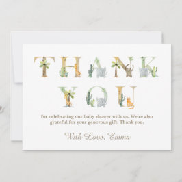 Watercolor Animals Baby Shower Gracias tarjeta