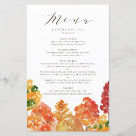 Watercolor Autumn Woodlands Fall Wedding Menu Card