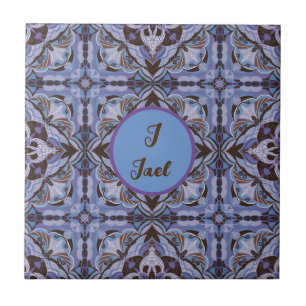 Watercolor Azulejo Morado Español Personalizado