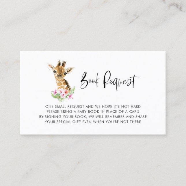 Watercolor Baby Giraffe Tarjeta de Solicitud de Li (Anverso)