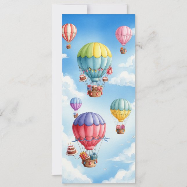 Watercolor Balones de aire caliente Tarjetas temát (Anverso)