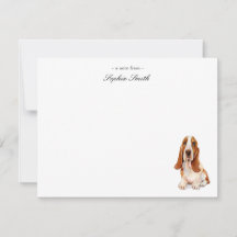 Watercolor Basset Hound Flat Gracias Notas