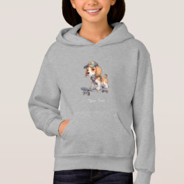 Watercolor Beagle Kids Pullover Hoodie