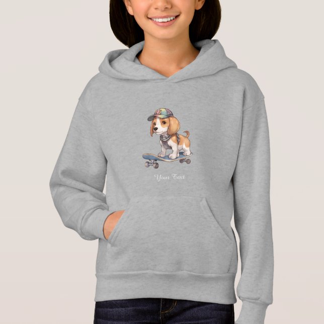 Watercolor Beagle Kids Pullover Hoodie (Anverso)