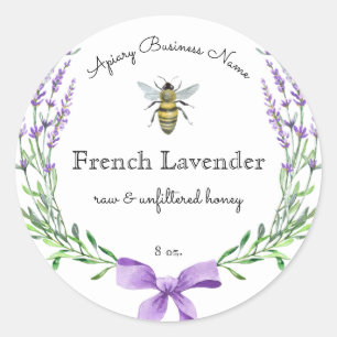 Watercolor Bee Etiqueta de producto de miel de lav