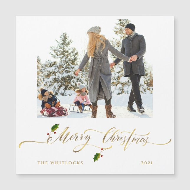 Watercolor Berries Foto Feliz Navidad (Anverso)