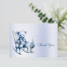 Watercolor Blue Baby Bear Tarjeta de agradecimient
